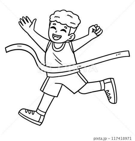 Track and Field Athlete Winning Marathon Isolated Track and Field Athlete Winning Marathon Isolated 117418971