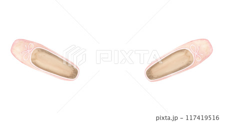 Pink ballet shoes in second position 117419516