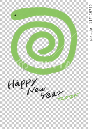 Stylish swirling snake New Year's card 2025 117419759