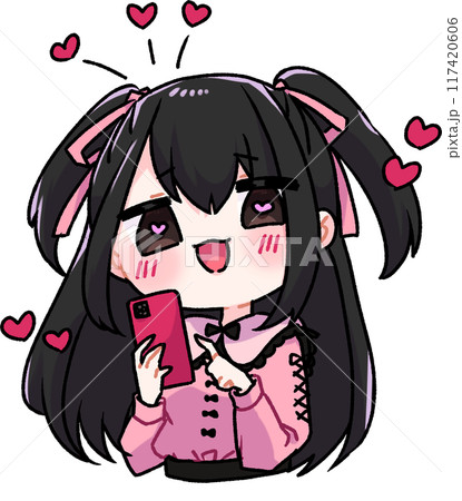 スマートフォンを見る女の子 117420606