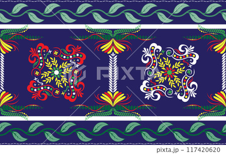 Ethnic Pattern. Ethnic India seamless pattern design oriental style. Damask India Motif. 117420620