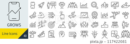 成長に関するアイコンセット 117422081