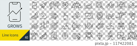 成長に関するアイコンセット 117422081