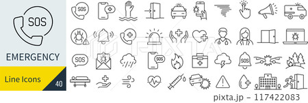 緊急事態に関するアイコンセット 緊急事態に関するアイコンセット 117422083
