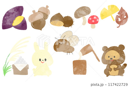 【手描き】秋のイラストSet 【手描き】秋のイラストSet 117422729