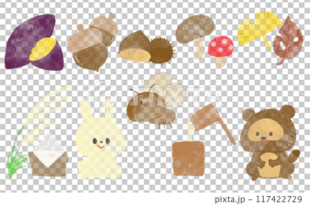 [Hand-drawn] Autumn illustration set 117422729