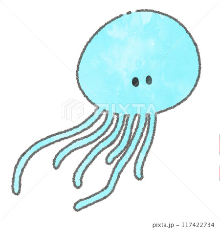 海の生き物イラスト(クラゲ)枠あり 117422734