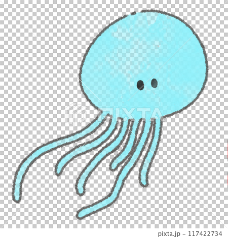 海の生き物イラスト(クラゲ)枠あり 117422734