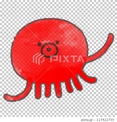 海の生き物イラスト(タコ)枠あり 海の生き物イラスト(タコ)枠あり 117422735