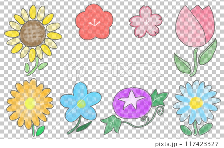 【手描き】お花のイラストセット(枠あり) 【手描き】お花のイラストセット(枠あり) 117423327