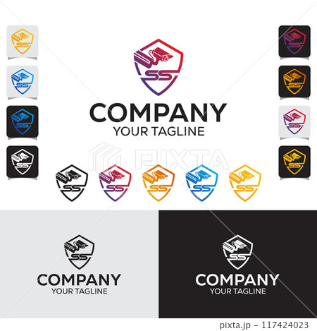 SS Letter Typography Security Service Logo Template	 117424023