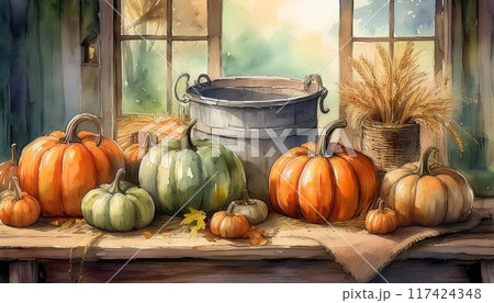 かぼちゃのある風景 117424348
