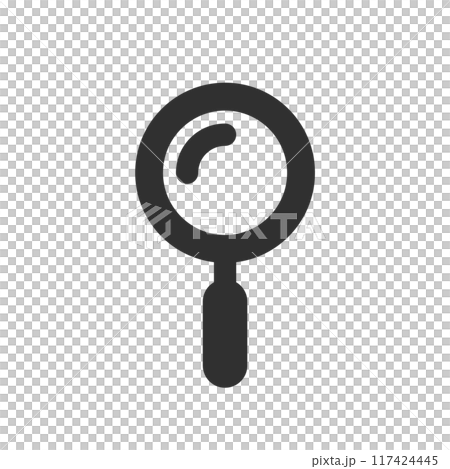 シンプルな黒い虫眼鏡のアイコン - 情報の検索･観察や分析のイメージ素材 117424445