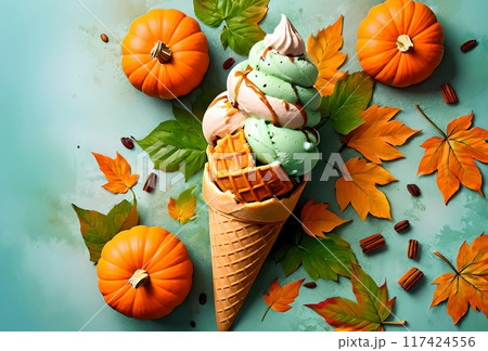 sweet autumn pumpkin mint ice cream sweet autumn pumpkin mint ice cream 117424556