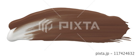 Shiny brown liquid from separate brush strokes on white background. Shiny brown liquid from separate brush strokes on white background. 117424632