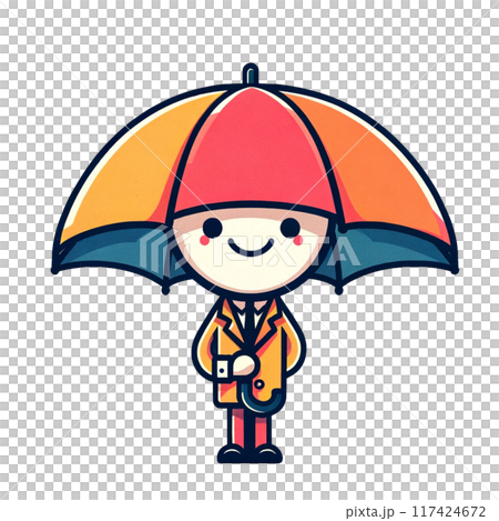 帶著雨傘微笑的人物 117424672