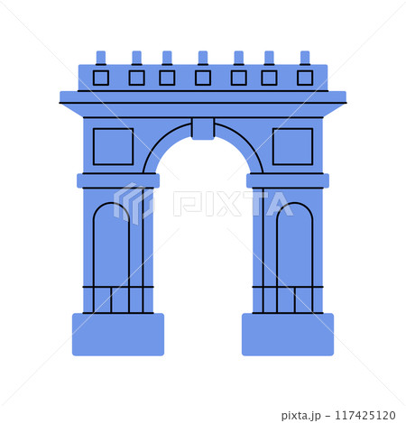 Arch of Triumph, France. Famous landmark in Paris, France. Vector illustration. 117425120
