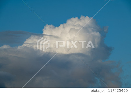 Serene Blue Sky and Floating Clouds. 117425490
