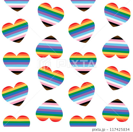 Vector seamless pattern of new lgbtq flag heart Vector seamless pattern of new lgbtq flag heart 117425834
