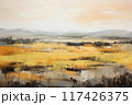 Abstract painting landscape with pond 117426375