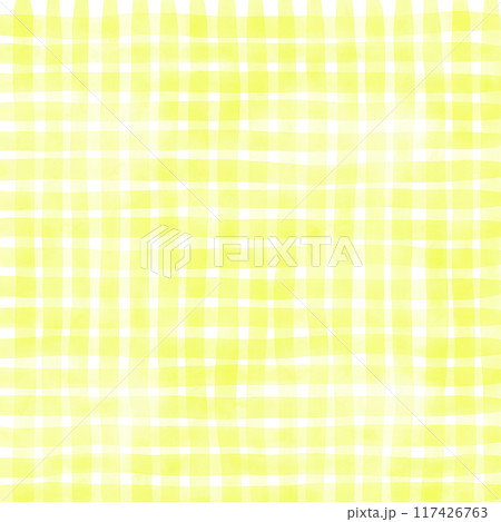 Yellow Gingham Check Hand Drawn Background Overlay 117426763