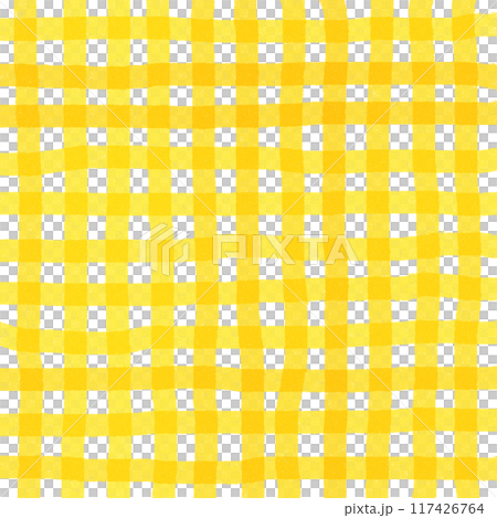 Yellow Gingham Check Hand Drawn Background Overlay 117426764