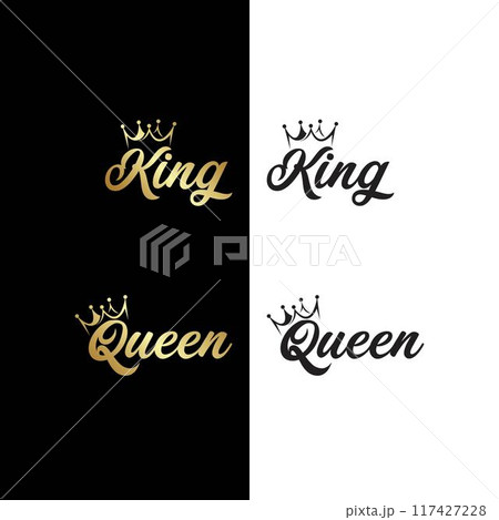 King And Queen Text Logo with crown icon 117427228