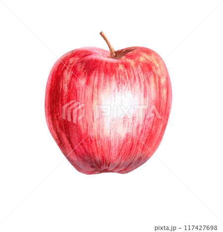 Red apple in watercolor isolated illustration. Whole fruit for farm and organic food design in realistic style. Autumn tree harvest Honey Crunch, 117427698