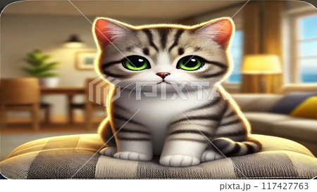 ソファーに座るねこ ソファーに座るねこ 117427763