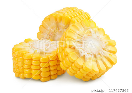 ear of corn isolated on a white background with full depth of field 117427865