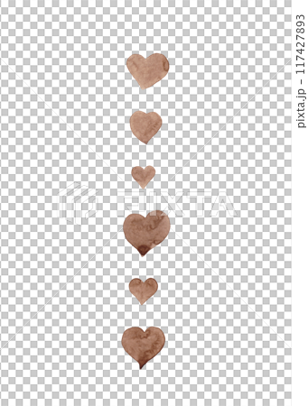 Coffee Watercolor Hearts. Vertical Border. Set of Isolated Illustrations. Original Valentine. Valentine's Day Print Coffee Watercolor Hearts. Vertical Border. Set of Isolated Illustrations. Original Valentine. Valentine's Day Print 117427893