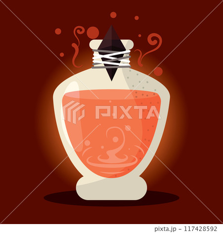 Magical potion bottle with liquid, Vector Magical potion bottle with liquid, Vector 117428592