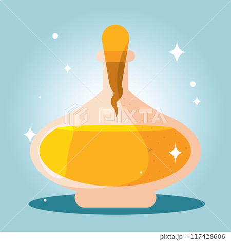 Magical potion bottle with liquid, Vector 117428606
