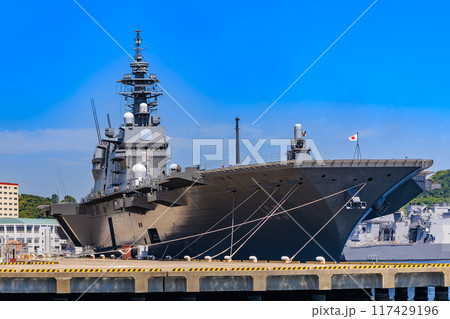 神奈川県　横須賀市　ヴェルニー公園から見た 海上自衛隊 横須賀基地 117429196