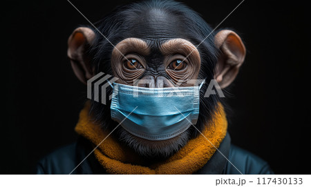 マスクをする猿 117430133