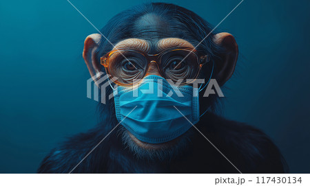 マスクをする猿 117430134