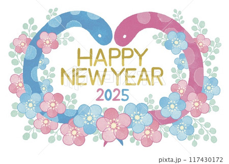 2025年巳年の年賀状イラスト 117430172