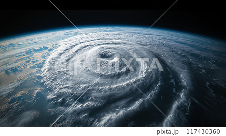 宇宙から見た台風 117430360