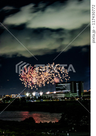 夏の夜空を彩る花火 117430772
