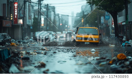 台風による洪水イメージ 台風による洪水イメージ 117430893