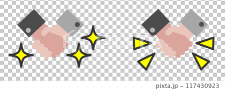用握手打招呼的插圖，以表示問候和尊重 117430923
