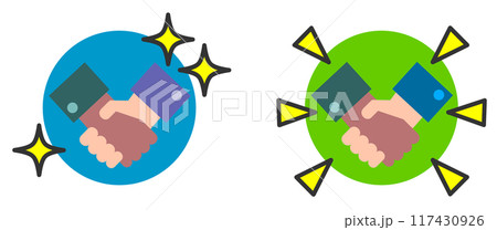 挨拶や敬意を示す握手で挨拶をするイラスト 117430926