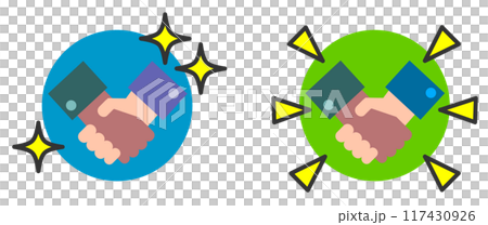 挨拶や敬意を示す握手で挨拶をするイラスト 117430926