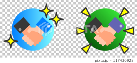 挨拶や敬意を示す握手で挨拶をするイラスト 117430928