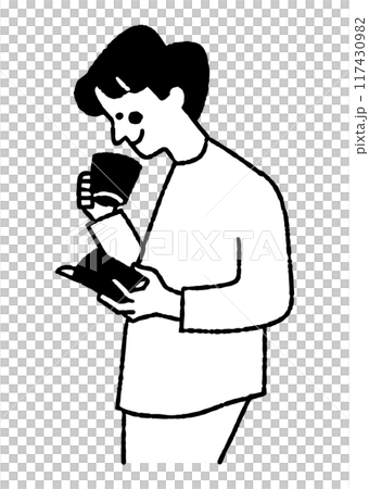 A man reading a book while drinking coffee_2 A man reading a book while drinking coffee_2 117430982