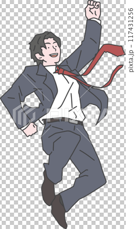 A businessman jumping energetically A businessman jumping energetically 117431256