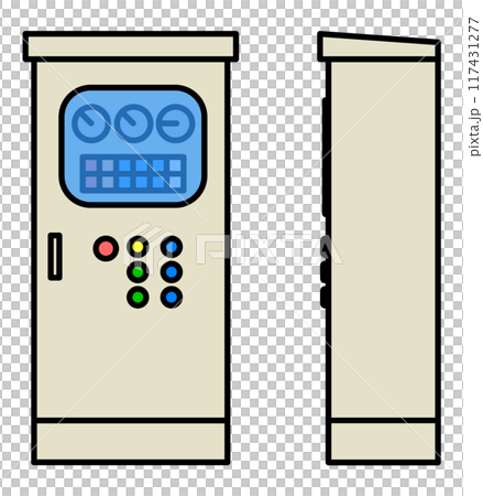 機械の動作や運転操作をする操作盤のイラスト 117431277