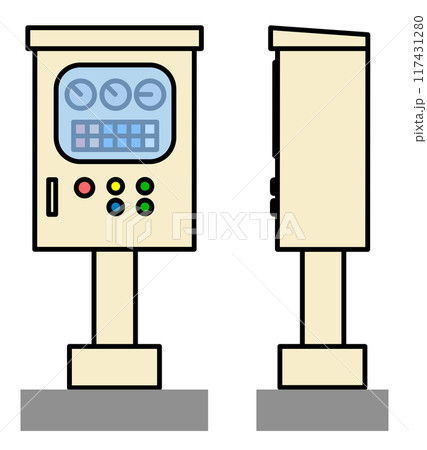 機械の動作や運転操作をする操作盤のイラスト 117431280