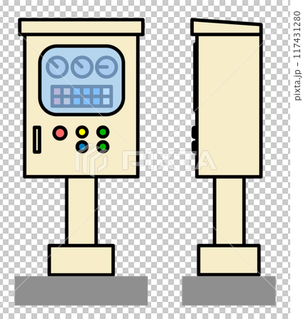 機械の動作や運転操作をする操作盤のイラスト 117431280