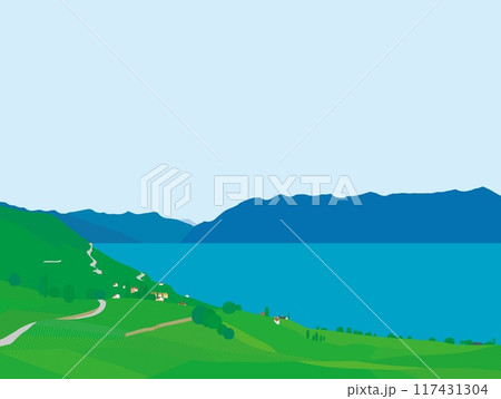 ラヴォ―　lavaux　レマン湖　lac leman　スイス　switzerland　夏風景 117431304